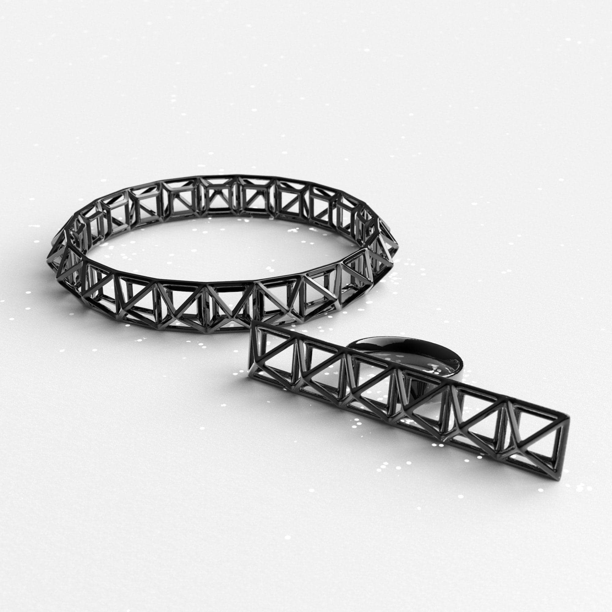 C_Punk _ Black Set 02 (Ring + Bangle)