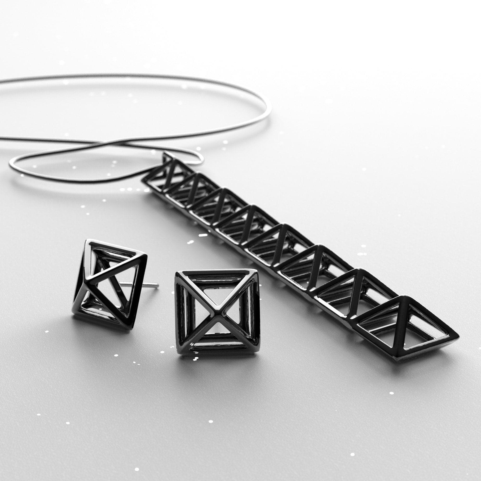 C_Punk _ Black Set 03 (Earrings + Necklace)